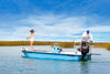 Anchored skiff using Stayput pole spike