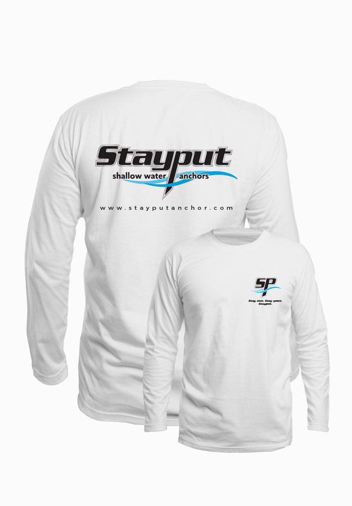 Stayput Performance long sleeve tees in white